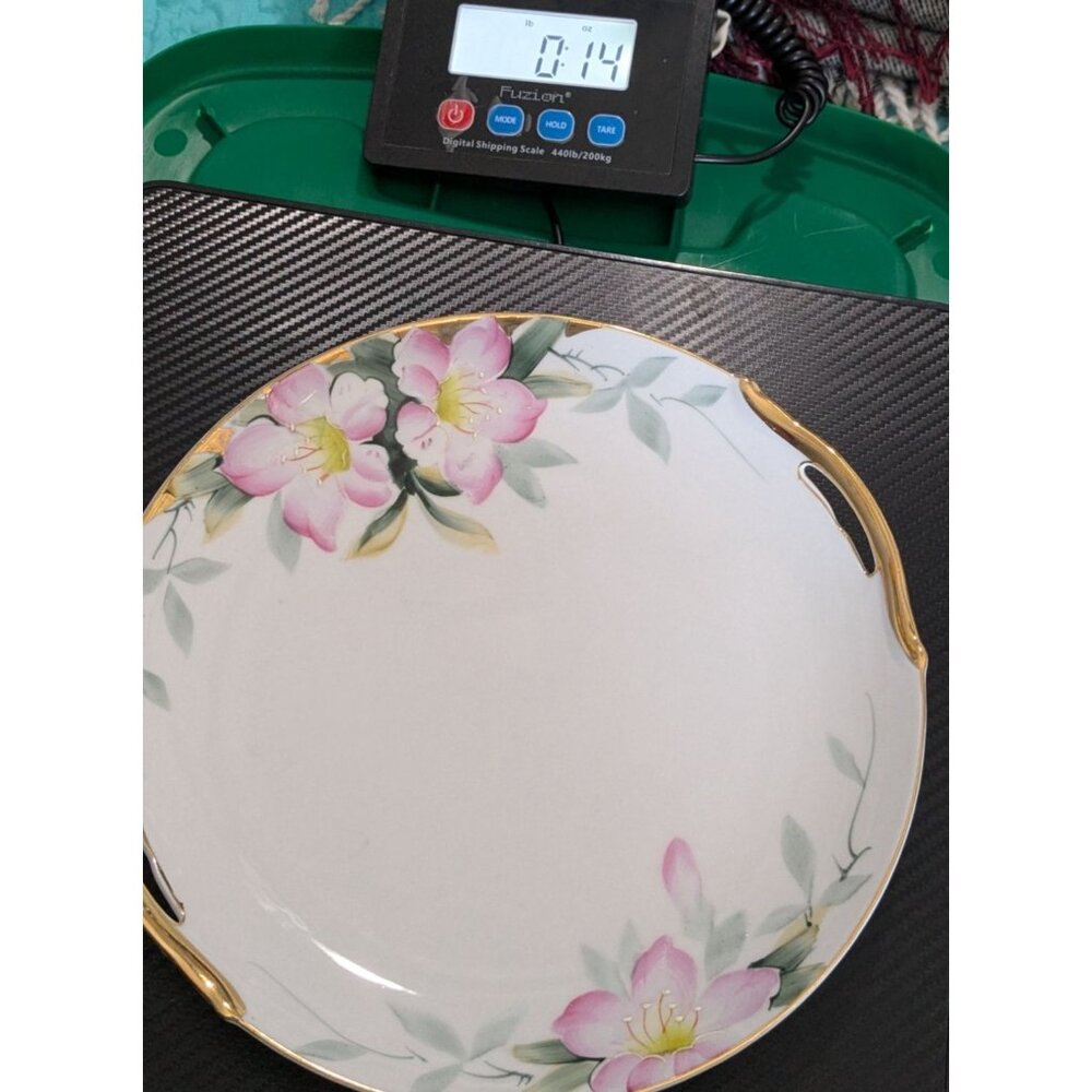 Noritake Hand-Painted Azalea Floral Porcelain Cake Plate open Handles 9.25" - Picture 15 of 15